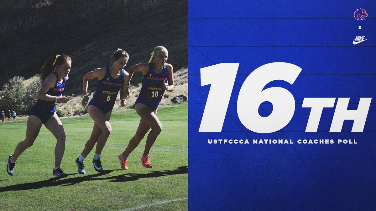 BroncoSportXCTF's tweet photo. 𝐍𝐨. 𝟏𝟔... 𝐈𝐍 𝐓𝐇𝐄 𝐍𝐀𝐓𝐈𝐎𝐍 😤

Boise State's women are ranked 16th in the week one cross country national coaches' poll!

#BleedBlue #WhatsNext https://t.co/UK3Saa1fjW