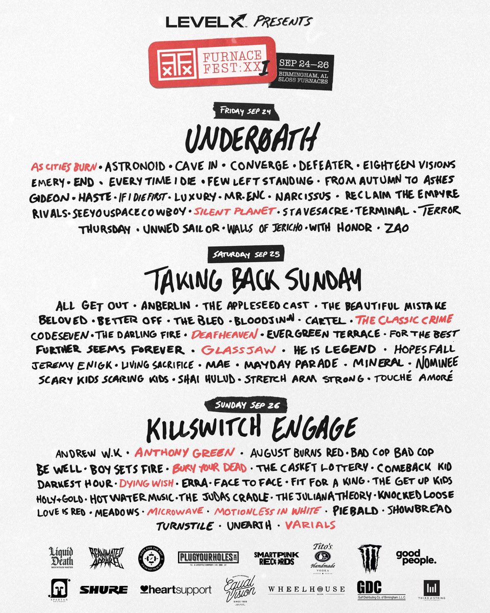 Furnace Fest on Twitter "Okay here are the set times. Plan accordingly