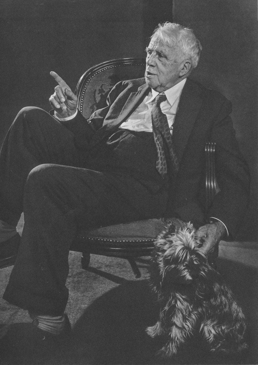 MackSen6's tweet photo. “Half the world is composed of people who have something to say and can't, and the other half who have nothing to say and keep on saying it.”
― Robert Frost

(Portrait of Robert Frost by photographer Yousuf karsh) https://t.co/3QjhdGlnbR
