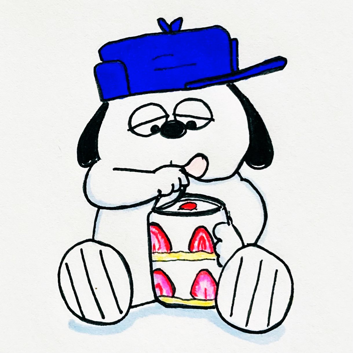 Wlfa Snoopy Na Twitteri Day2 ショートケーキ缶を食べるオラフ 100日後も食べるオラフ アナログイラスト T Co Do6myghod9 Twitter