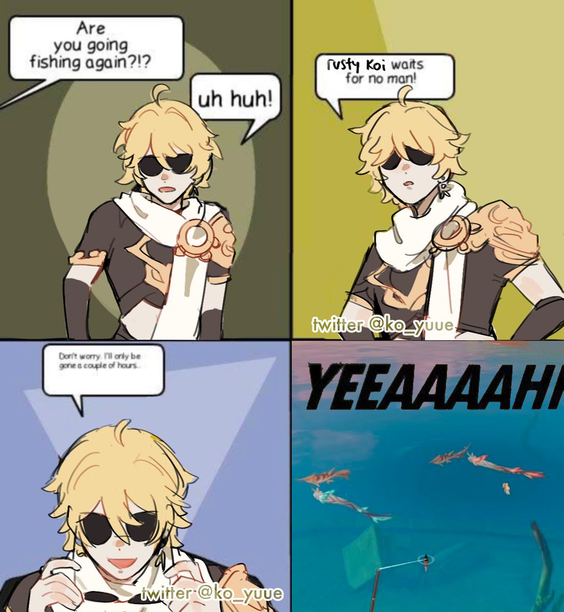 #GenshinImpact #原神 
fishing memes to commemorate fishing event (please give me the catch alrdy) 
