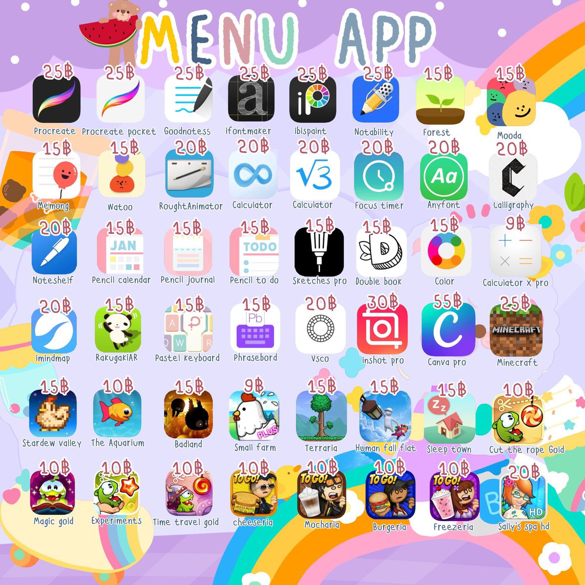 Onlyhappyapp's tweet photo. 🖇🖖🏻รวมเมนูแอพ✨🪧

 ꔛ 🛍ซื้อเป็นแอพแยกก็ได้ หรือจะจัดเซ็ตเองก็ได้ฮับ

 ꔛ 🛍4แอพ 55฿/6แอพ65฿/8แอพ75฿/12แอพ 109฿/24แอพ 149฿
🖇💌แอพแท้100% อัพเดตฟรีตลอดชีพ
สอบถาม/สั่งซื้อทักไลน์เลยฮับบ
#แอพเพื่อการศึกษา #แอพดีบอกต่อ #แอพios #แอพการเรียน #แอพไอแพด #แอพในไอแพด #แอพไอแพดควรมี https://t.co/dFxv32FPtv