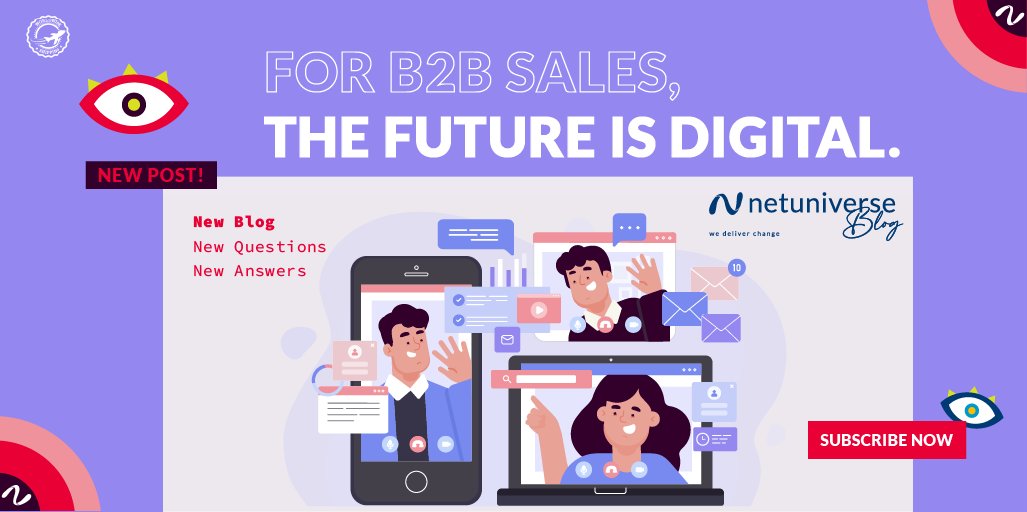 netuniversecorp's tweet photo. New #blog post! Over the last year and a half, #B2B buyers and sellers adapted to a #digital environment, perfecting the art of making massive deals remotely. Is B2B finally going digital?  https://t.co/A4WHTXk7jY  
#future#remote https://t.co/zoBPtyrFTx