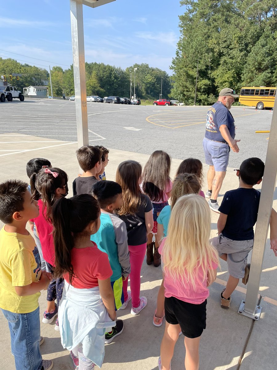 We had fun at bus safety today! Thank you to <a href="/CherokeeSchools/">Cherokee Co. Schools</a> bus drivers for coming out showing us the safety rules!