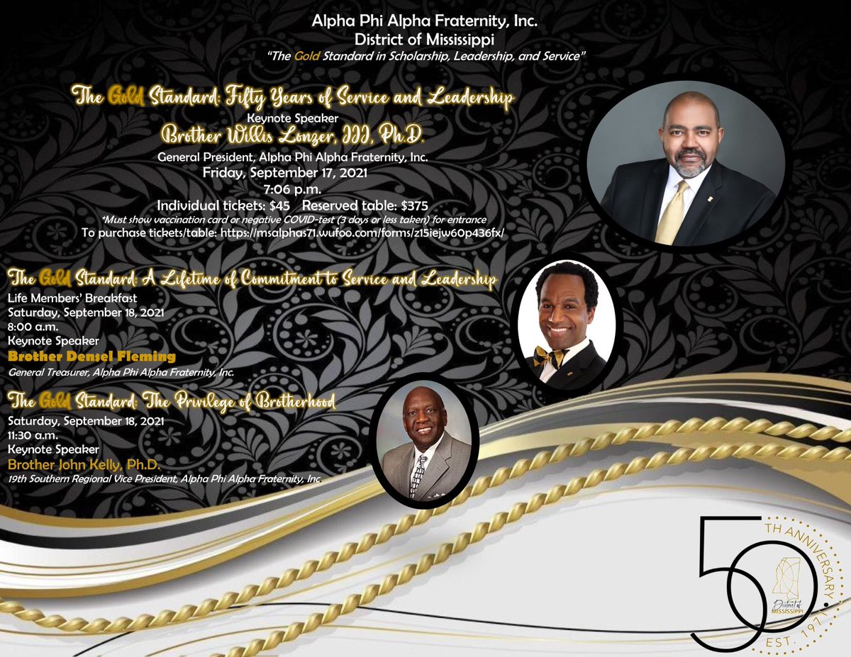 msalphas's tweet photo. We have an amazing slate of speakers scheduled to address the Brotherhood at our 50th District Conference. Be sure to join us this weekend for impactful words of wisdom from Brothers Lonzer, Kelly and Fleming.
#MAN50 #MSAlphas #APA1906Network #AlphaSouth https://t.co/obLuo0v8yV