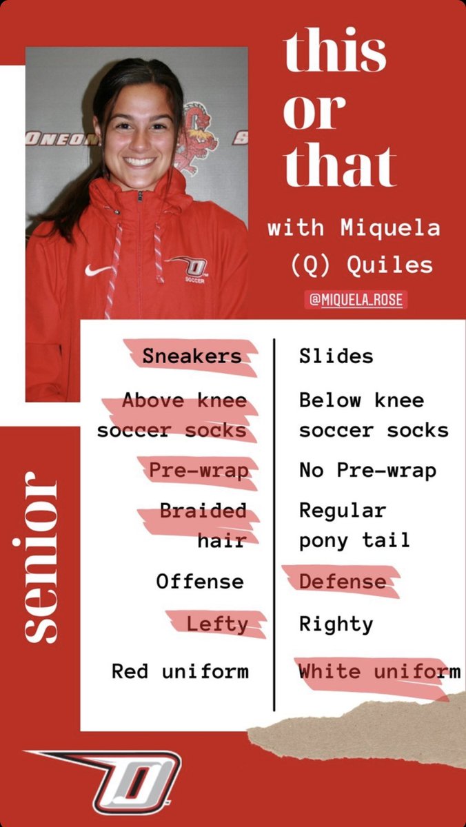 SUNYOneontaWSoc's tweet photo. Tune in weekly for posts getting to know some of our players. Up first: 
(S) Miquela Quiles 
(Jr.) Abbey Wood 
(Soph.) Kaitlyn Sorok 
&amp; (F) Kennady Amo 
#HereWeGoO #NCAAD3 ⚽️🐉 https://t.co/EckmUOARgY