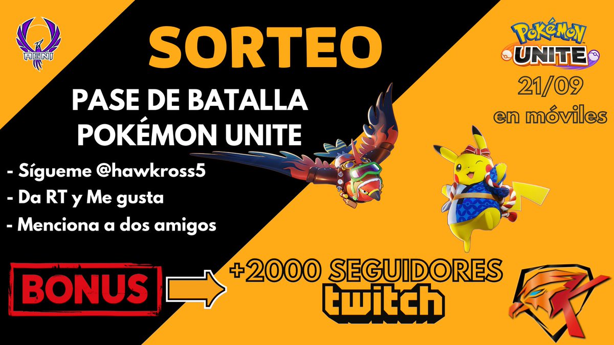 ivanwoutrip's tweet photo. Para celebrar la llegada de Pokémon Unite en móviles...

⭐️SORTEO PASE DE BATALLA POKÉMON UNITE⭐️

➡️ Para participar:
👉 Sígueme @hawkross5
👉 Da RT 🔁 y Me gusta ❤️
👉 Menciona a dos amigos

💥BONUS: +10€ e-Shop si llegamos a 2000 seguidores en Twitch💥

🔥Acaba el 21/09🔥 https://t.co/a3wkkKnrd2
