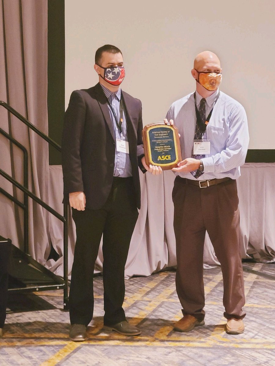BikePedMemphis's tweet photo. This week the Tennessee Section of the American Society of Civil Engineers honored the #Hampline with its "Outstanding Engineering Project Award." Evan Boulanger with @CityOfMemphis Division of Engineering accepted the award on the City's behalf. Thank you, ASCE! @WestTennASCE https://t.co/cLoModeXbU