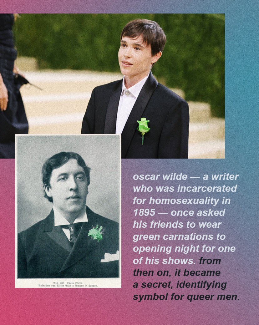 mattxiv's tweet photo. the queer historical significance of elliot page’s green flower in case u didn’t know https://t.co/8nuYUMYH9X