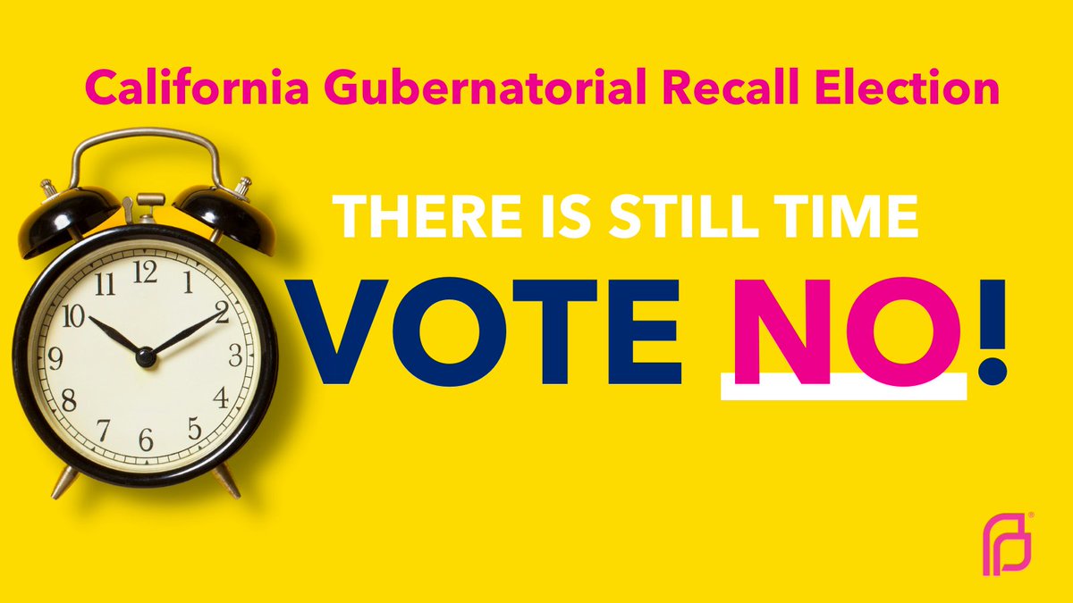 ActPPOSBC's tweet photo. Time is running out to #voteNO in the CA Gubernatorial Recall Election! 📣 🗳️#StopTheRepublicanRecall Find a polling place or ballot dropbox by 8 pm. https://t.co/NU0dCUf5vF #StandWithPP #BansOffOurBodies #PinkOutTheVote https://t.co/4LZX4gZxKr