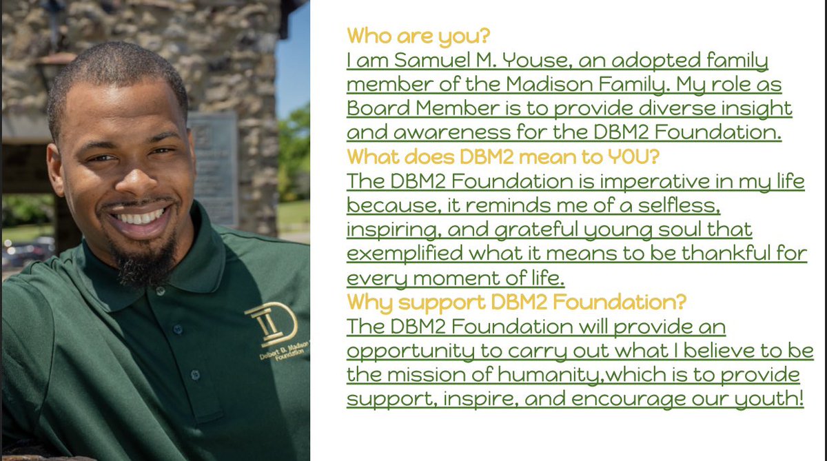 DBM2Foundation's tweet image. Meet Board Member, Mr. Samuel Youse!