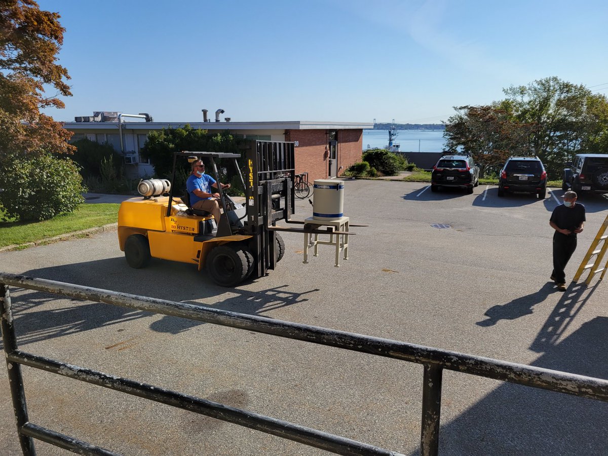 SeaWayward's tweet photo. Big... errr... heavy day for the lab as we moved the lead shield for our #gammaspectrometer from the old lab to the new. Extra credit to the elevator that brought it to the second floor. Let the counting begin! @URIGSO @LabGso https://t.co/XHWatMTAxo