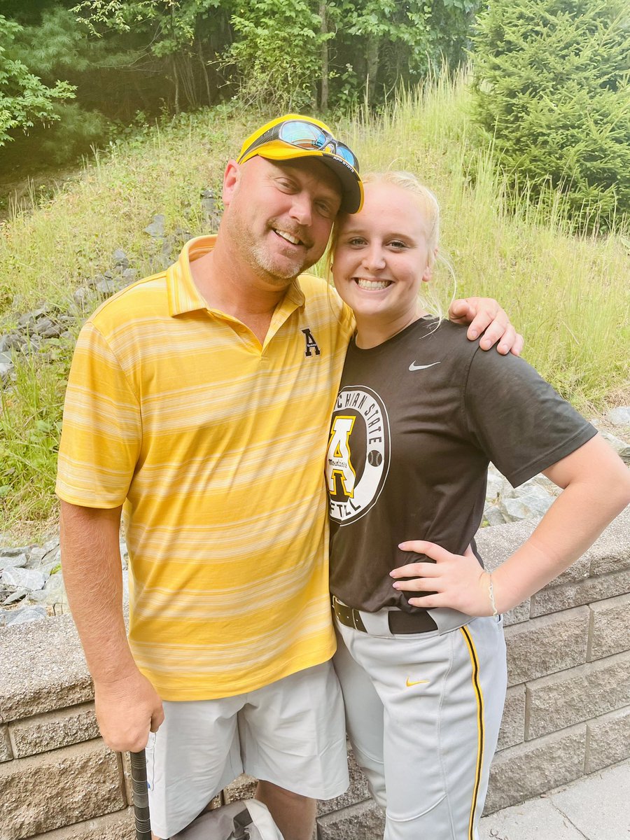 Teachnmotivate's tweet photo. The moment they both worked so hard for. #firstcollegegame #appstate #workneverstops @KenziLyall @michaellyall8 https://t.co/knwdG0hnIU