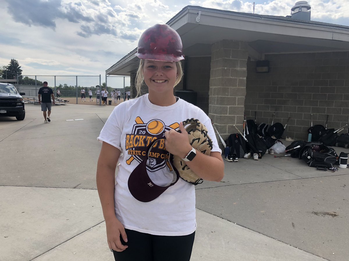 papiosoftball's tweet photo. How about our 3rd Hard Hat winner to Senior @kaelyn_marie04 !!  She is always positive towards her teammates and encourages the team.  She has also played a big role for us offensively!  #WeArePLV #ptw #greatteammate https://t.co/aCM8tmitYJ