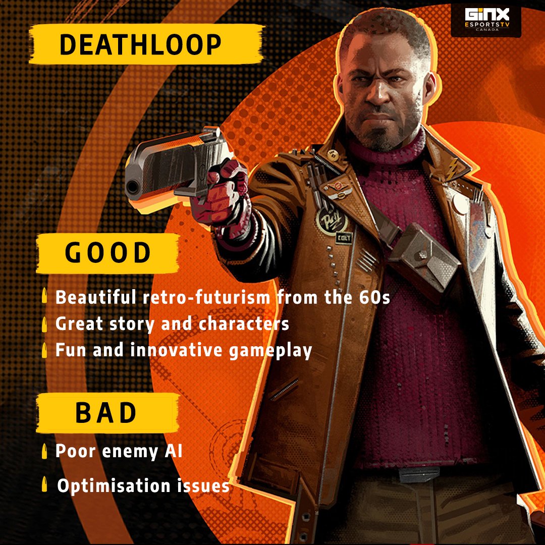 GINXCanada's tweet photo. I'm having a lot of fun with #Deathloop, another great game from #Arkane!
I just wish they fix micro stuttering on PC as soon as possible, it's rather annoying currently😟 #DeathloopReview https://t.co/DjM6SghJoQ