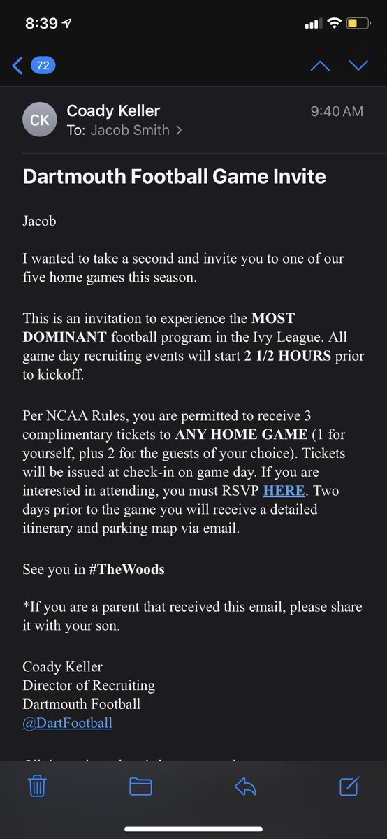 Smith65Jacob's tweet photo. Thank you so much for the invite!!!@CoadyKeller1 @DartFootball #TheWoods 🌲 https://t.co/YgaDox0tx9