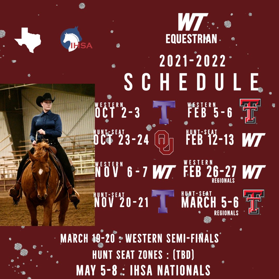 wtequestrian's tweet photo. The 2021-2022 Season Schedule is HERE!!🎉🎉🥳 Who’s ready for a full season?!🤙 #gobuffs #wtequestrian https://t.co/ITPLiTYo53