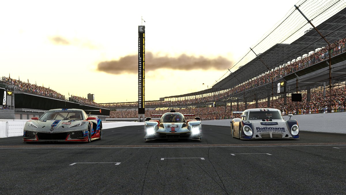 Finally put the silver alt into victory lane at the Brickyard last night with <a href="/CORTGT/">CORT GT</a> . It was a long one but <a href="/SteveMcLean888/">Steve McLean</a> and I traded the GTE lead back and forth all night. <a href="/DigitalApexRace/">Digital Apex Racing</a>