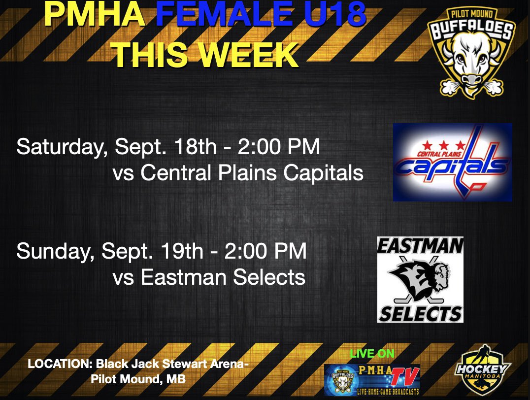 pmbuffaloes's tweet photo. Week #2 sees the U15 Buffaloes playing 3 games in 3 days; and the U18  Buffaloes also play 2 games in Pilot Mound. #fullweekend #weoo https://t.co/F0xF0pUgta