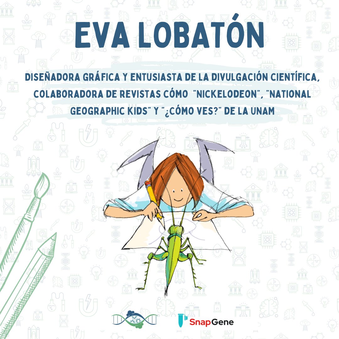 ollin_synbio's tweet photo. Te presentamos a la ilustradora Eva Lobatón (@EvaLobaton), conoce más de su trabajo y acompáñanos en la conferencia "El uso del lenguaje gráfico para hablar de ciencia". Ya puedes registrarte y obtener tu acceso al evento en: 
https://t.co/FK1h2JftLD https://t.co/LauVjPC3BY
