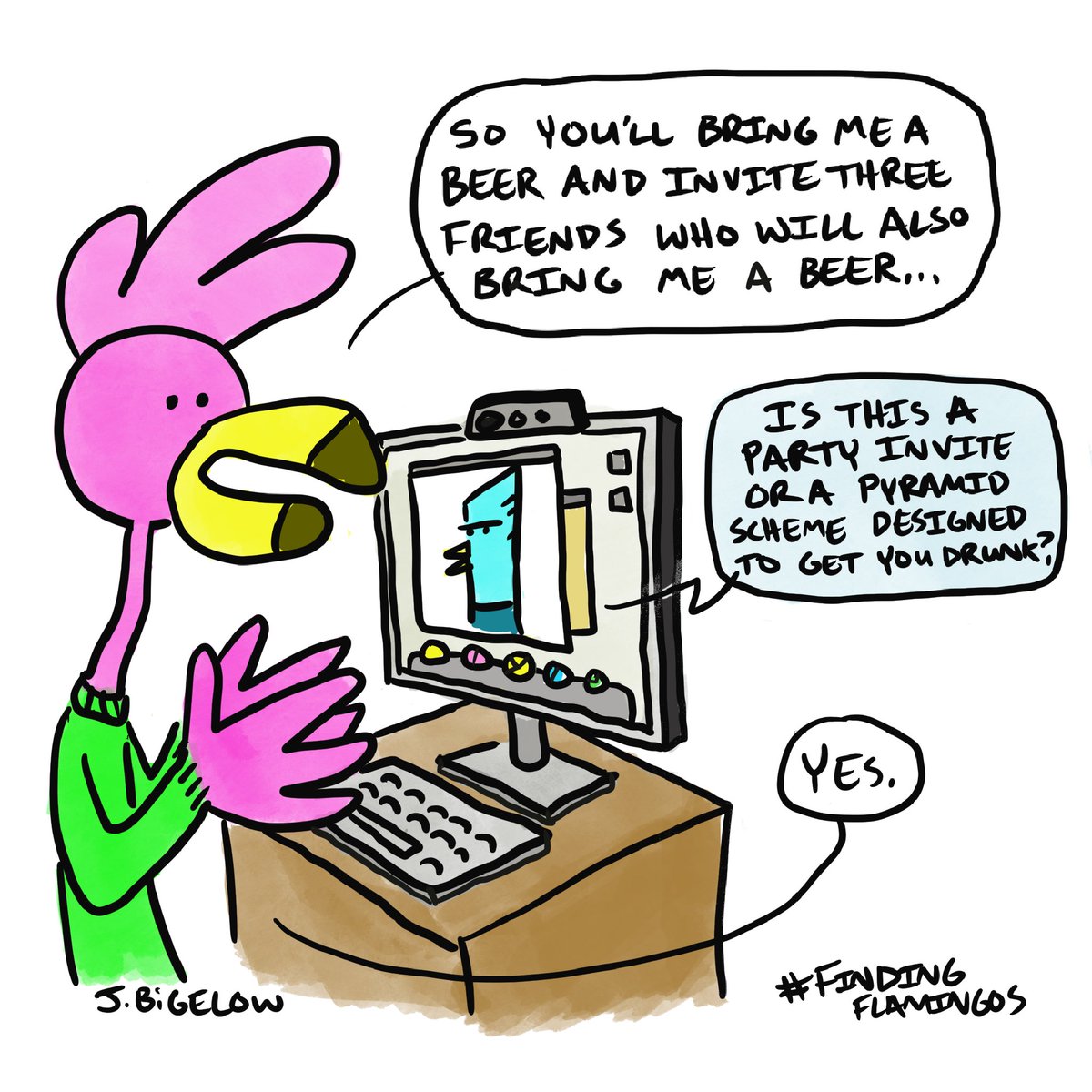 FindingFlamingo's tweet photo. Be a #bossbabe and #bringmeabeer. If you convince three more people to bring me a beer, then those three can go find three more people who will bring us two beers each, one for me and one for you and then those people… #mlmmemes #mlmscams #mlmscheme #mlmcartoon #findingflamingos https://t.co/9QFeqY8SRg