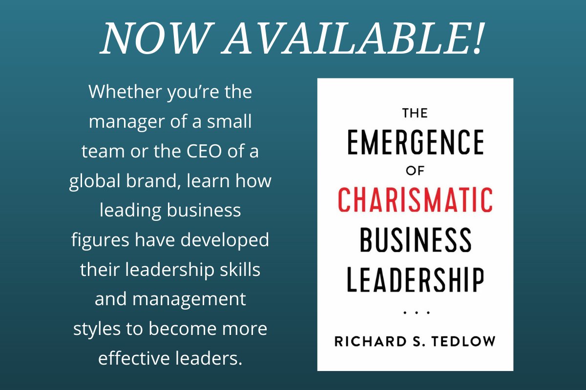 The Emergence of Charismatic Business Leadership by Richard S. Tedlow shows how charismatic figures have developed the #leadership skills to oversee a successful #business.

Amazon: amzn.to/3AbD4Uw
B&amp;N: bit.ly/3lt0v5g

#BusinessLeadership #pubday