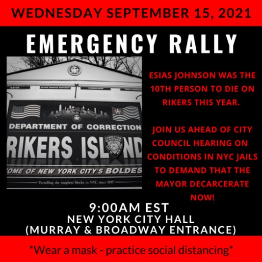 📢 TOMORROW! I will be joining those affected & impacted by the horrors of Rikers Island. 

I’m asking you to join us. 

The @NYCCouncil needs to take action immediately. #CloseRikers #EndSolitary 

We @GovKathyHochul to pass #LessIsMoreNY 

Now is the time! No more lives lost!