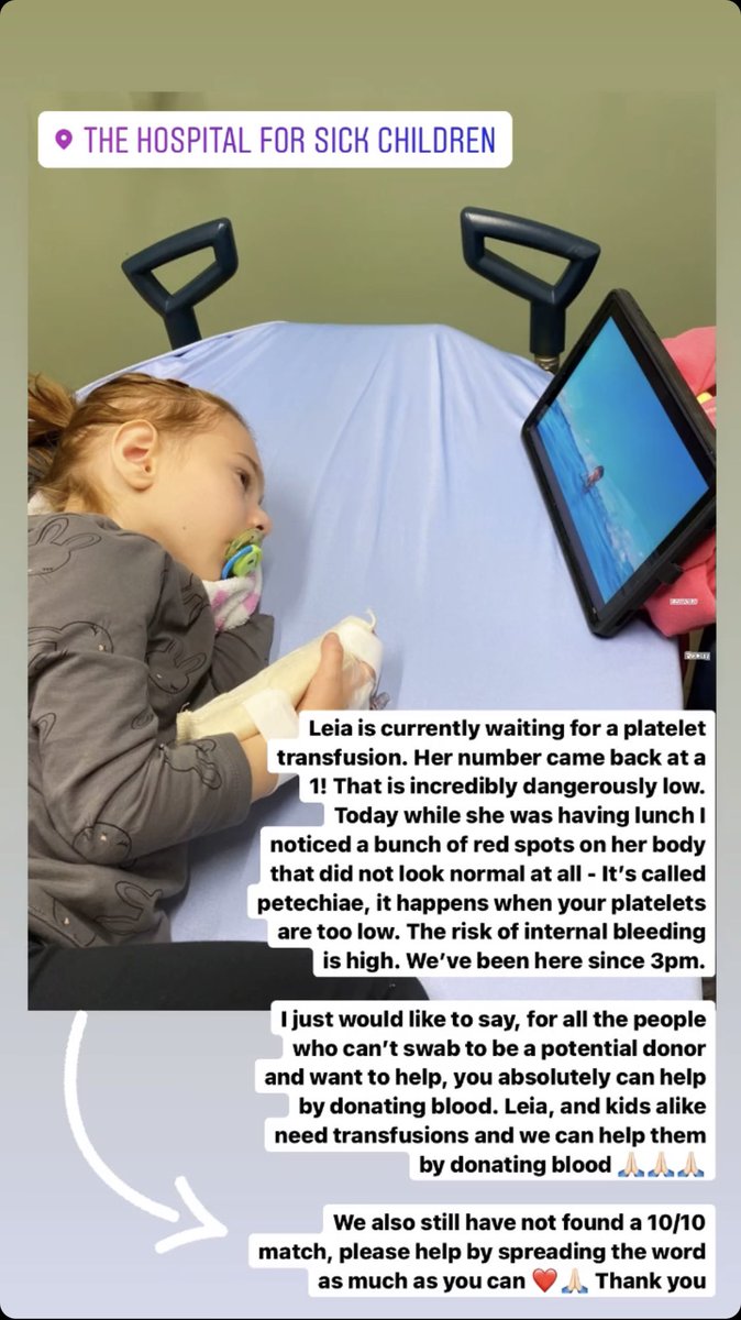 journeywithleia's tweet photo. Leia needed a platelet transfusion today.  If you are not eligible to become a stem cell donor, donating blood is another way to help patients like Leia https://t.co/bFbUQk44r1