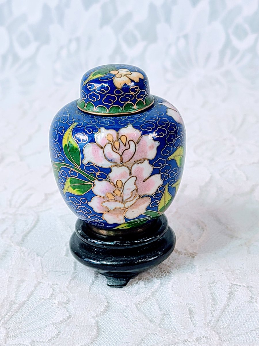 Excited to share the latest addition to my #etsy shop: Vintage Cloisonné 3 Piece Ginger Jar with LID and Rosewood Stand ~ Chinese ~ Marked on Bottom ~ Made in China etsy.me/3AhD3yg #ceramic #uniquegift #gingerjar #asian #asiandecor #chinesedecor #