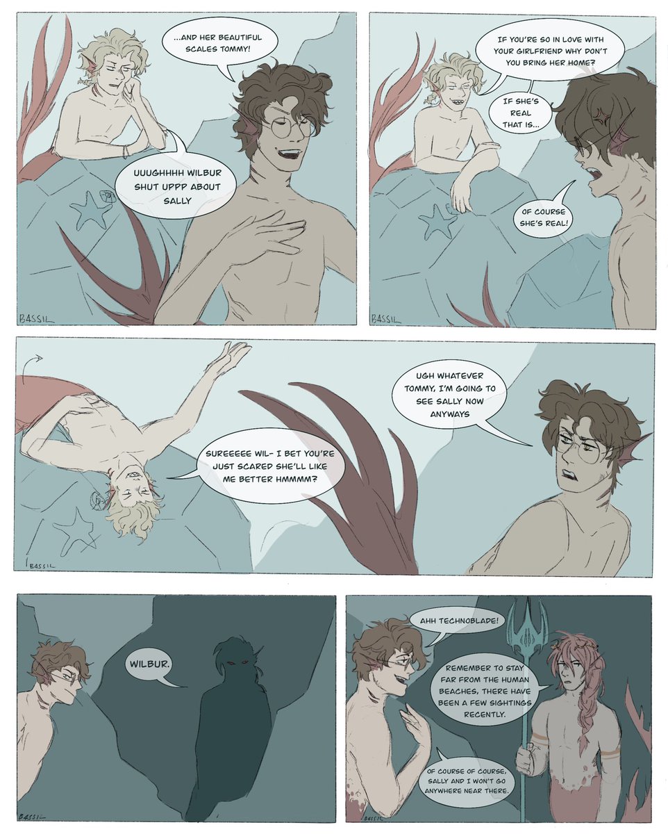 SBI mermaid au but it's the full comic that I spent months on

In which tommy, wilbur, and techno are mermaids and cause problems 

(1/7) 

#sbifanart #tommyinnitfanart #wilbursootfanart #technofanart #philzafanart 