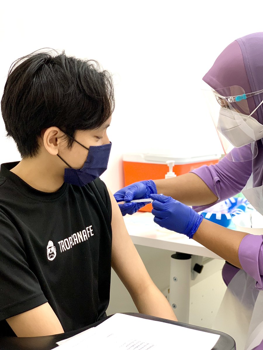Here we go, our first day. We are vaccinating the teenagers with medical illness. We at Hospital UiTM Puncak Alam will try our best to help to achieve herd immunity in Malaysia. Vaccination appointment via mysejahtera.