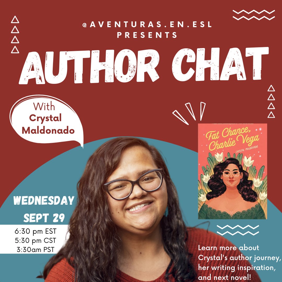 Save the date and join us on IG! Sept 29 with the fabulous @crystalwrote 
#fatchancecharlievega #LatinxHeritageMonth #latinxauthor