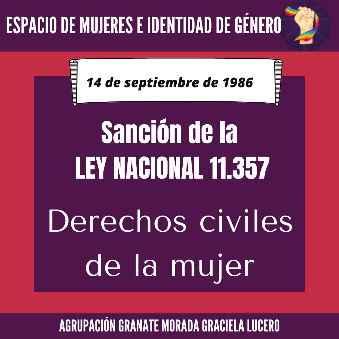 Hace 95 años se sancionó esta ley,  q reforma el código civil y reconoció a las mujeres mayores de edad, todos los derechos y funciones civiles. ❤💜🌈