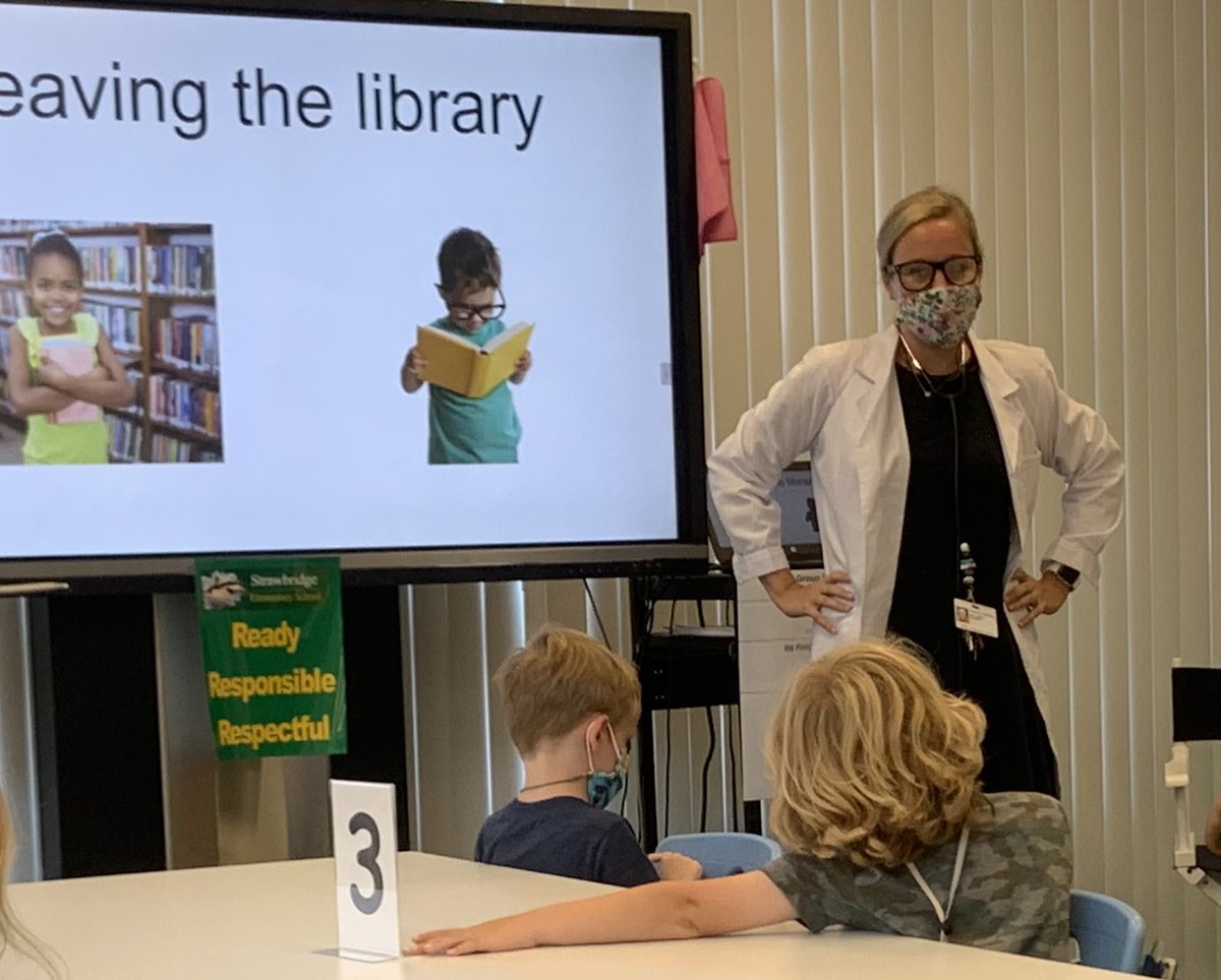 MrsPhillipsLMS's tweet photo. Loved having kindergarteners back in the library!โค๏ธ Learning about book care and check out procedures from their librarian and โbook doctorโ is always a must at the beginning of the year!๐ @StrawbridgeES #SESlibrary https://t.co/3N85Z4FKmo