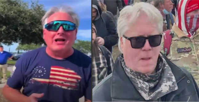 SeditionHunters's tweet photo. The man in Florida who is suspected of threatening school board members in a somewhat notorious video as he was dressed on Jan 6th in Washington DC. Please note there are differences between him and #CapitolWorm, glasses, gaiter, coat, pants and the nose. https://t.co/4RyXX4RU2l