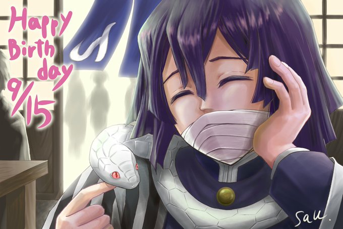 sau＠激務につき超低浮上さんがTwitterに投稿した伊黒小芭内(鬼滅の刃)のイラスト。