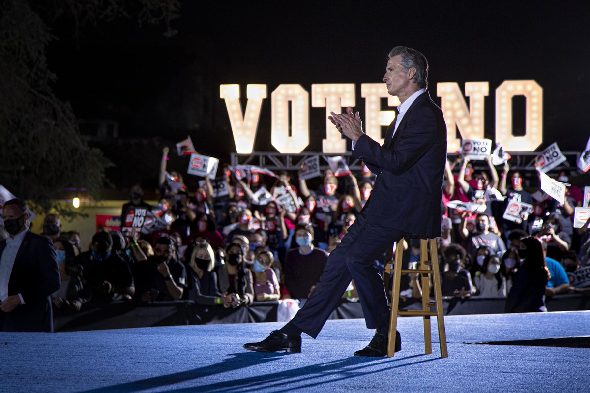 GavinNewsom's tweet image. Just one more hour until the polls close. Do what the sign says.