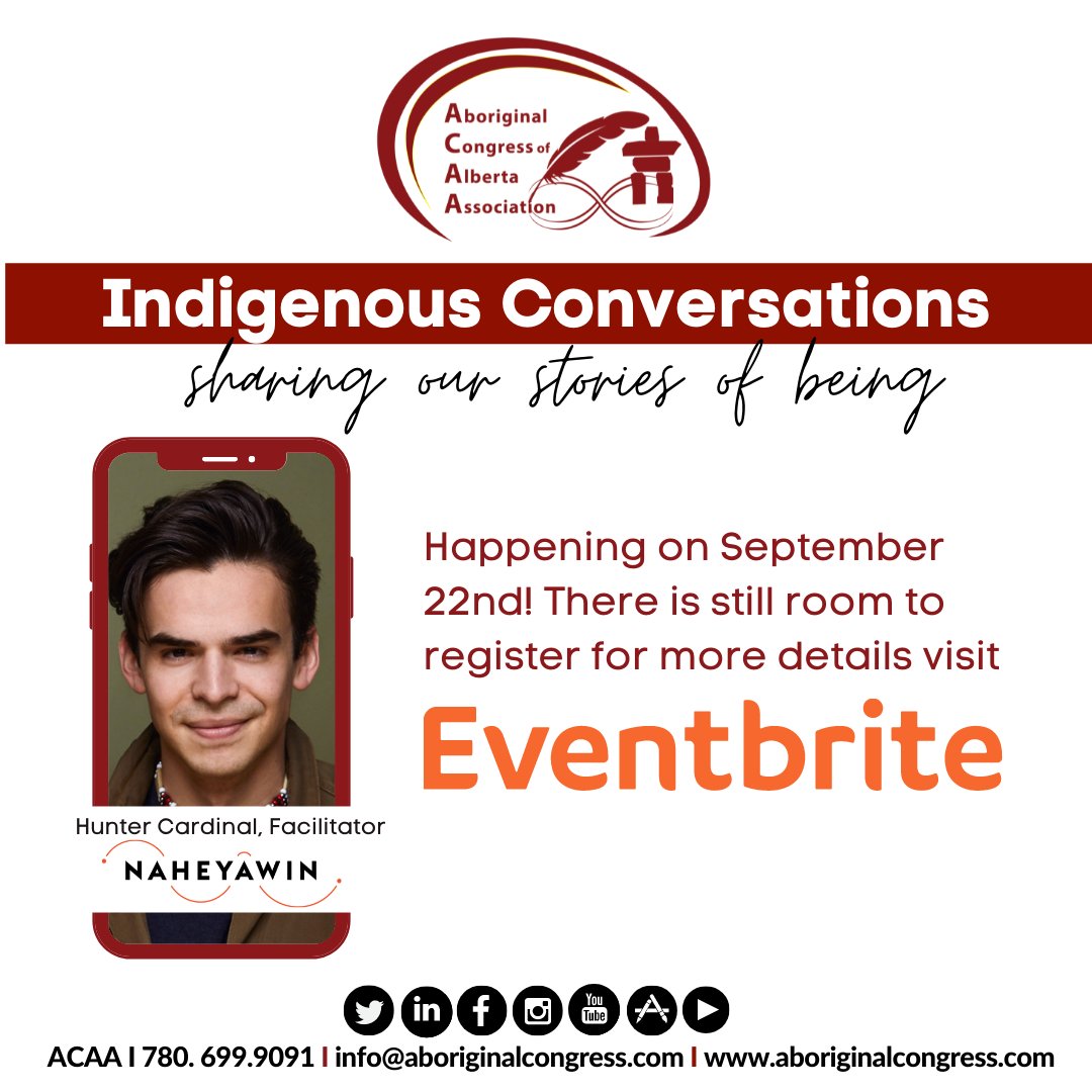 Come join us as we host the next Indigenous Conversations with guest from the Wahkohtowin Law & Governance Lodge

#acaa
#indigenousconversations
#childrenandyouth
#neywahawin
#wlgl
#pre-register
#alberta