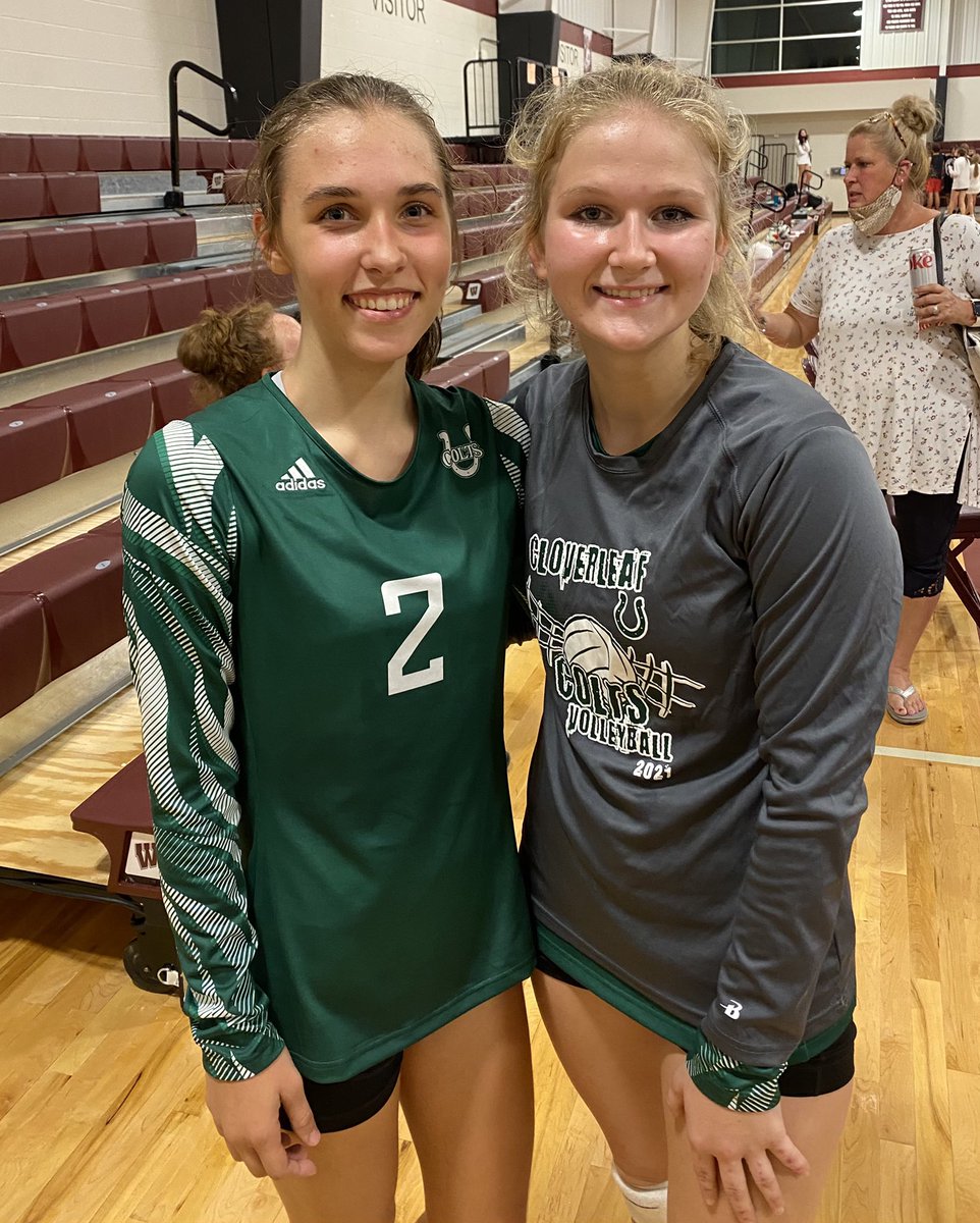 VB: @CloverleafVB outside hitters <a href="/ScherlerSidney/">sidney scherler</a> (8 KL, 1 ACE) and <a href="/Kendra_courtock/">kendra</a> (9 KL, 7 ACE, 21-21 SV, 11 D) shined as <a href="/CloverleafLocal/">Cloverleaf Schools</a> scored its first road sweep of <a href="/WoodridgeAth/">Woodridge Athletics</a> since 2015.