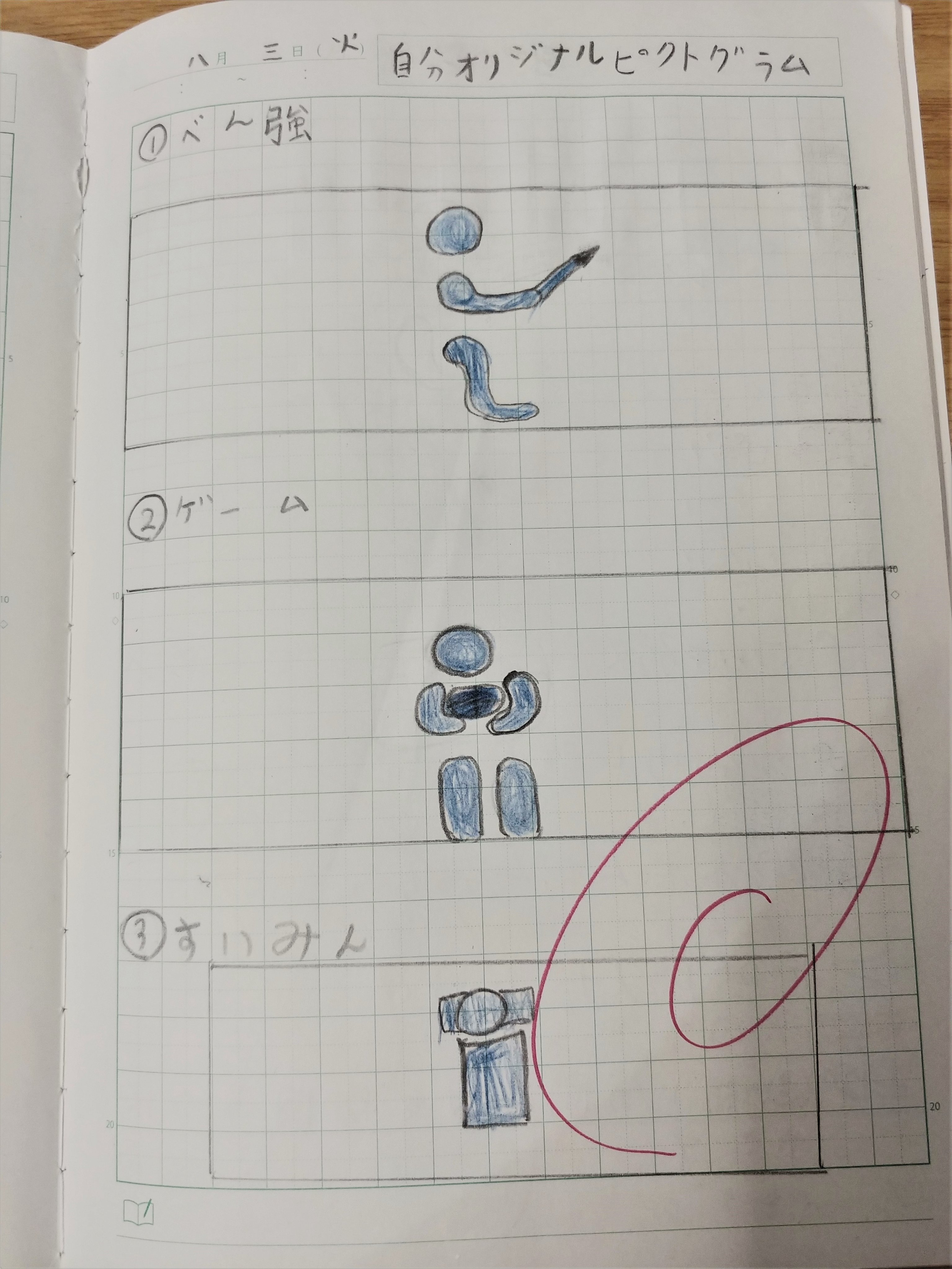 تويتر ダレタメ広報 على تويتر うちには息子 小3 がいるのですが ふと目に入った 自主学習ノート をのぞいたら ちょっと 面白かったので 笑 この夏 オリンピックで話題になったピクトグラム 介護の世界にも色々あったら面白いのになぁ なんて思いました