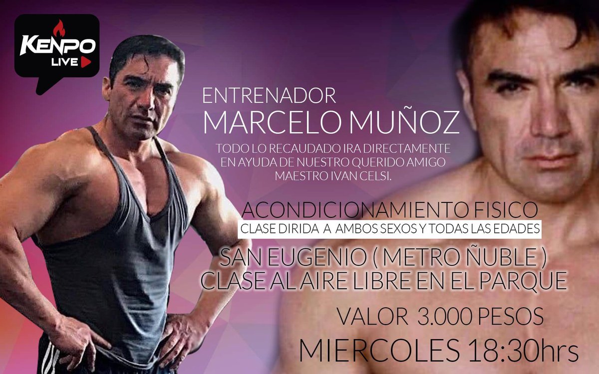 Nuestro querido amigo y artista marcial, el maestro Ivan Celsi necesita de nosotros, cada vez que necesitamos de el, fue el primero en apoyar.
Quedan todos invitados y se les pide ayuda en compartir este afiche.
Miercoles 18:30 hrs actividad de acondicionamiento físico.