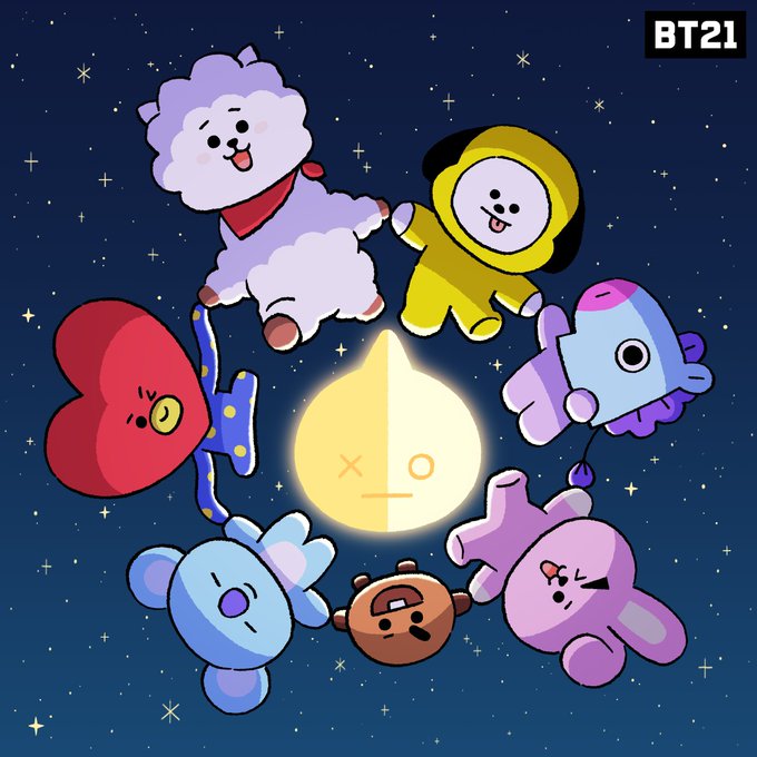 Bt21 夜空でvanの形をした月を囲むイラスト公開