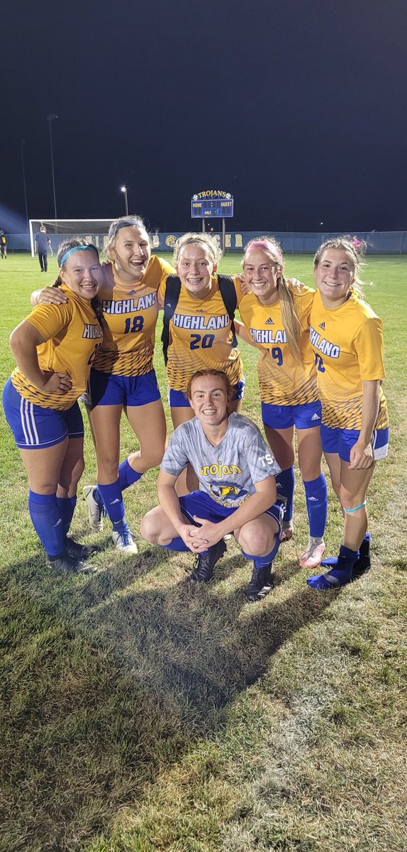 girlssoccer_hhs's tweet photo. Great rivalry and great game tonight v. Munster! 0-0 through regulation and 2OTs. Won it 4-2 in PKs. So proud of a great group of kids who fought hard till the end! #HighlandProud Player of the Game @sarah_2534 with 2 huge saves in PKs. #PaintThatBridge 💙⚽️💛 https://t.co/Li2KBzWGRz