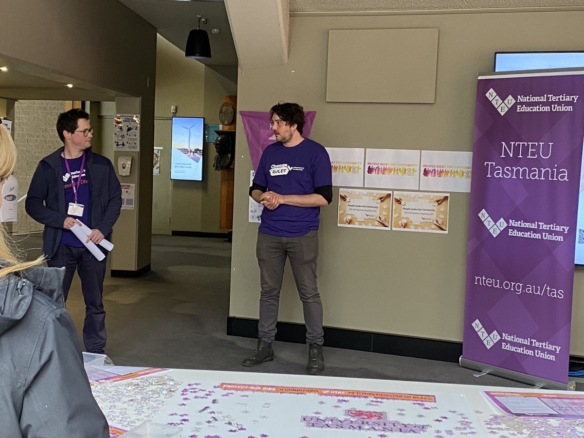 Martin Clark, one of our wonderful Delegates at @UTAS_, giving members an update on job losses in the sector and why we need to band together in the lead up to bargaining. #SecureJobs #SafeWorkloads #SaveHigherEd