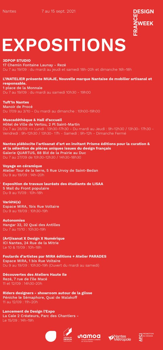 #FDWNantes, c'est bientôt fini ! 🚨 Mais pas de panique, la plupart des expositions jouent les prolongations et peuvent parfois se visiter jusqu'en octobre ! 🖼📅

Profitez-en 👉 francedesignweek.fr