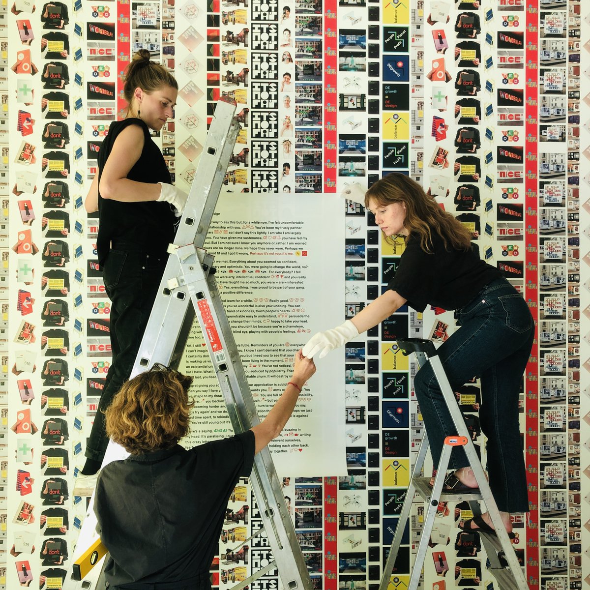 lrplus_'s tweet image. Install of PERHAPS IT'S NOT YOU, IT'S ME. at A–Z Presents, Berlin – first the wallpaper, showing LR+ work over the years, then two supersize love letters to long-standing partner Graphic Design... is it time to part?! instagram.com/a.to.z.present…, instagram.com/luciennerobert…