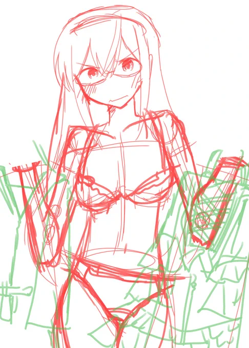 #このタグを見た人はラフ画とその完成絵を見せる 