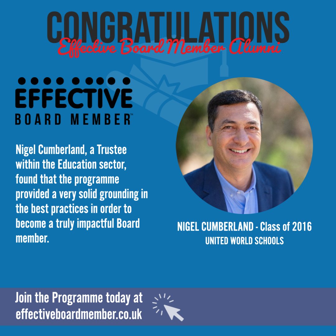 Another EBM Allumni Member we are immensely proud of  @NigelCumberland is serving as a board member at  <a href="/teamUWS/">UWS</a> 

Massive congratulations from the team here at EBM.

If you would like to get your own placement, learn more by visiting:  effectiveboardmember.co.uk