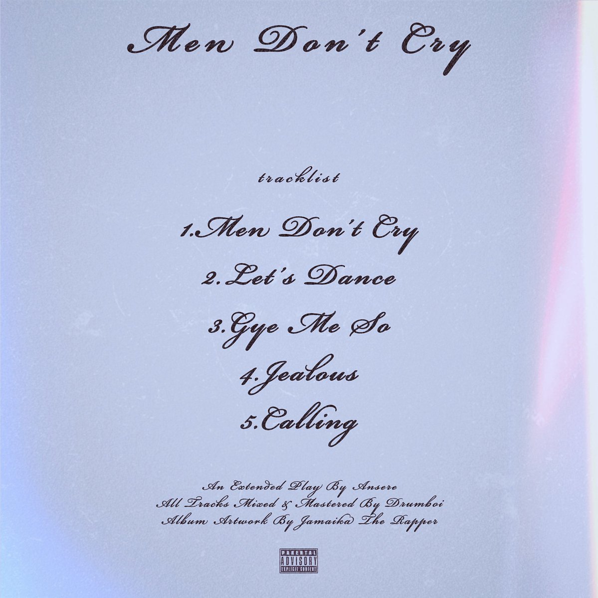 Ansere_1an's tweet photo. The final cover/tracklist for my upcoming EP. Inspired by an emotional stress with the fear of not feeling happy forever after losing the  one you love.'if you are a man,don't cry,if you a woman be a man,don't cry'.let's dance through the pain.Self love before everything else ! https://t.co/pUiQDS7ght