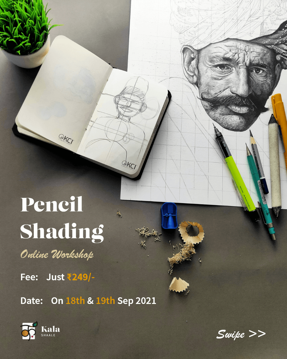 KalaShaale's tweet photo. Learn Pencil Shading from Kala Shaale's best art teacher, Artist Bhavan P G. Register now!

2 Days Online Workshop - Just for ₹249/-

#kalashaale #art #ArtistOnTwitter #onlineworkshop #pencilshading https://t.co/m6mM4Kzk6E